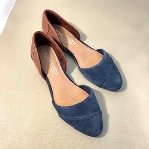Toms Blue and Brown Leather Jutti D'Orsey Shoes, Size 6
